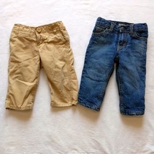 OSHKOSH FLEECED LINED JEANS , BABY GAP KAHKIS 6M